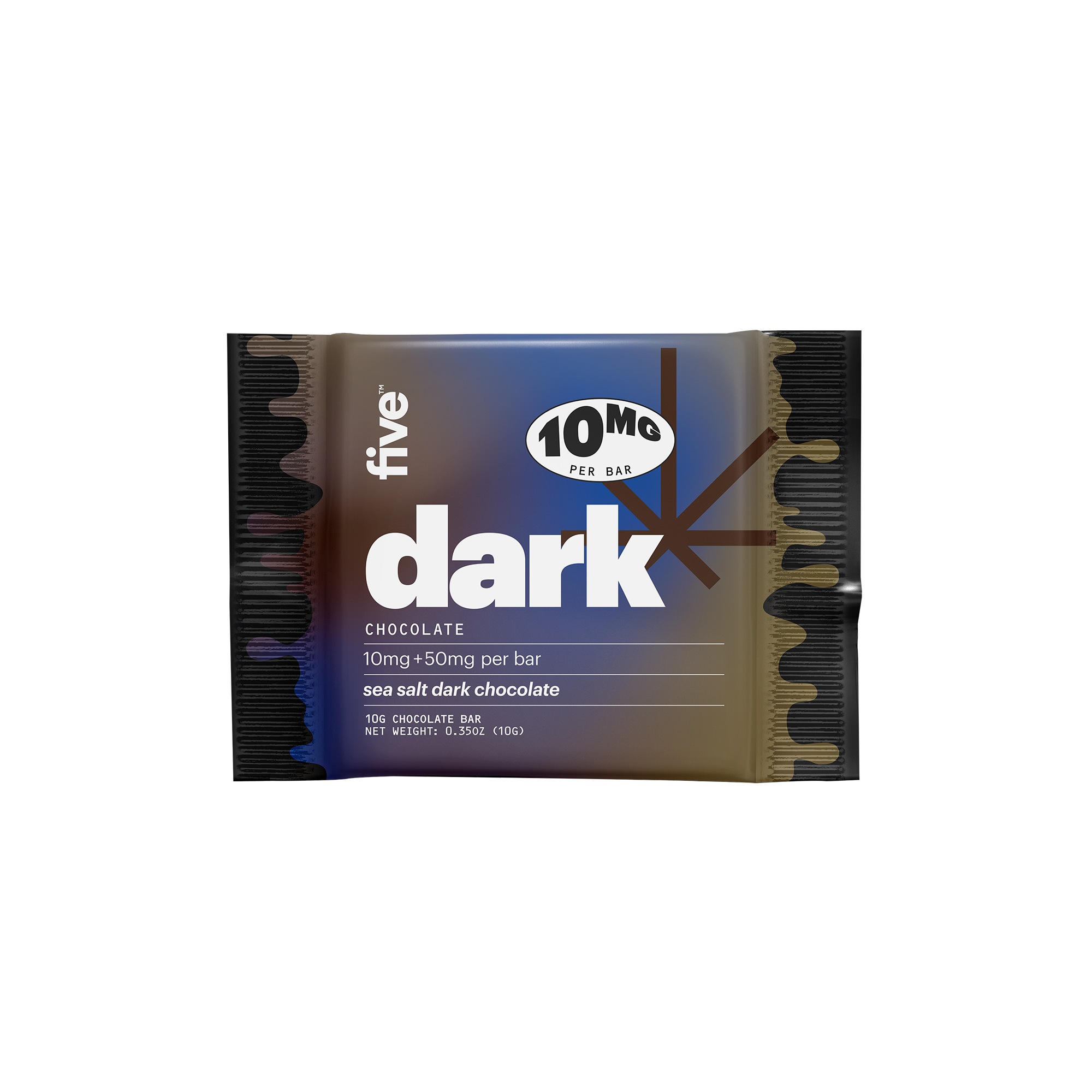 dark CHOCOLATE 10MG PER BAR 10mg +50mg per bar sea salt dark chocolate 10G CHOCOLATE BAR NET WEIGHT: 0.35OZ (10G)