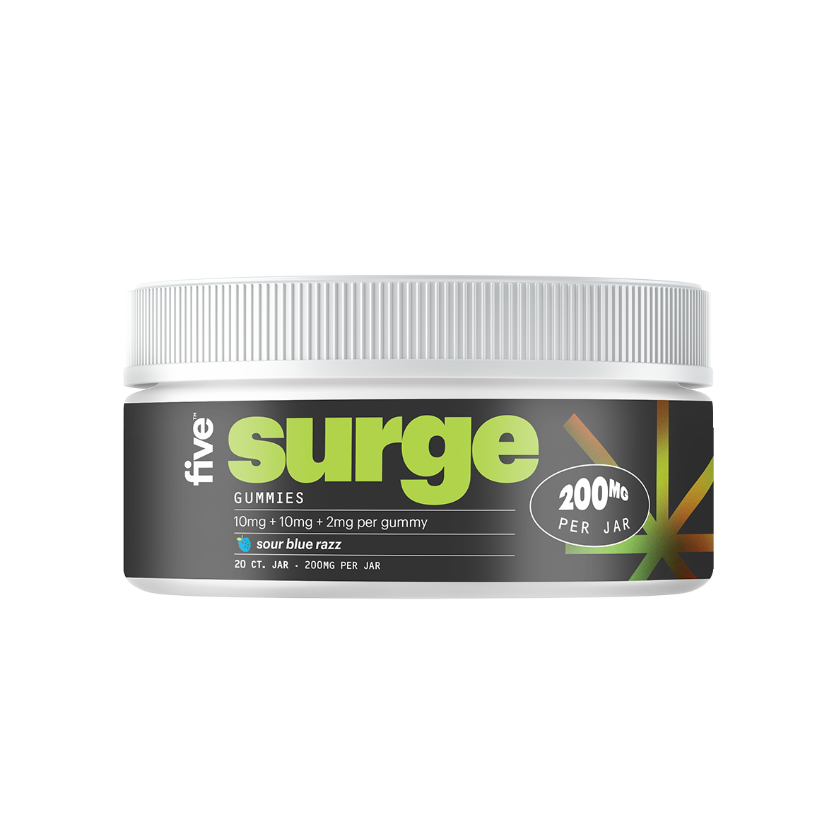 surge GUMMIES 10mg + 10mg + 2mg per gummy sour blue razz 20 CT. JAR - 200MG PER JAR